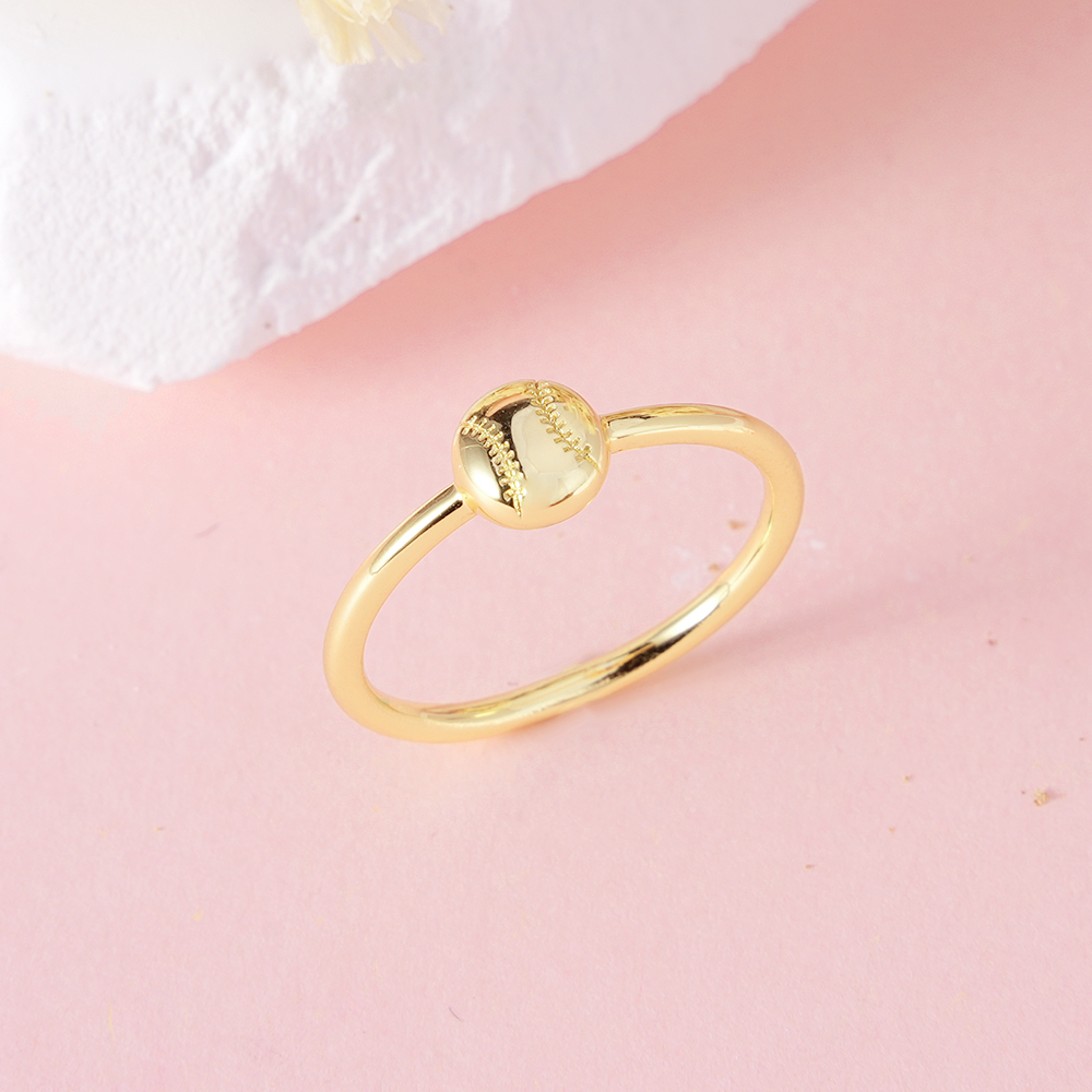 Custom Dainty Baseball Initial Ring