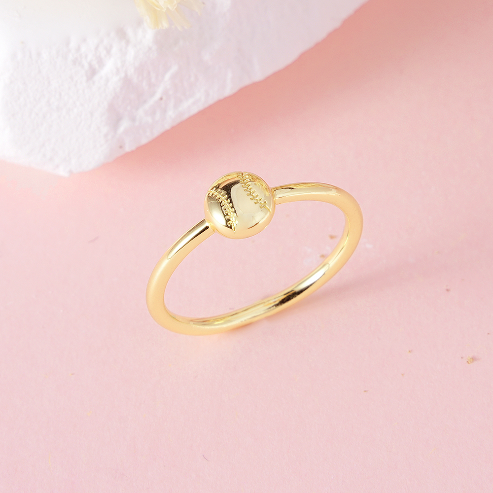 Custom Dainty Baseball Initial Ring