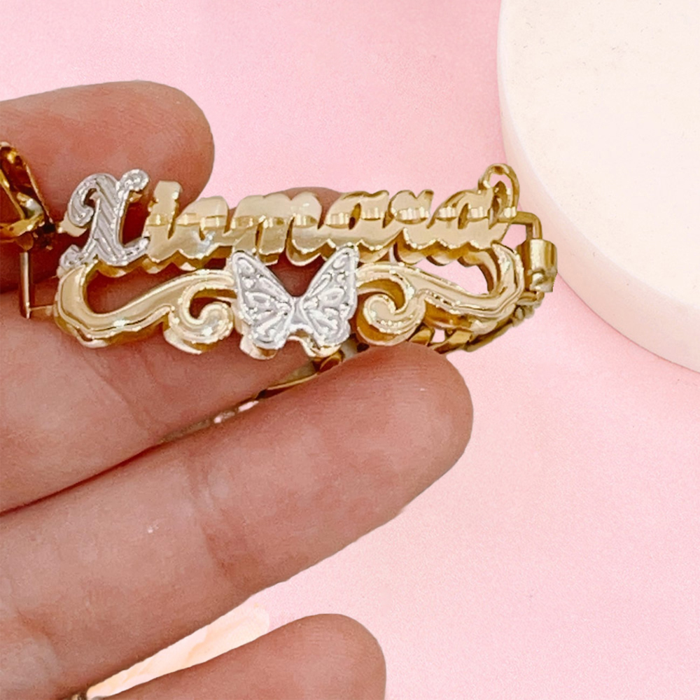 Custom Butterfly Double Plated Name Bracelet