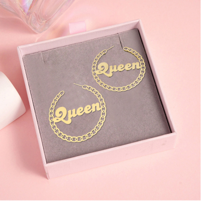 Personalized Gold Plated Name Hoop Earrings