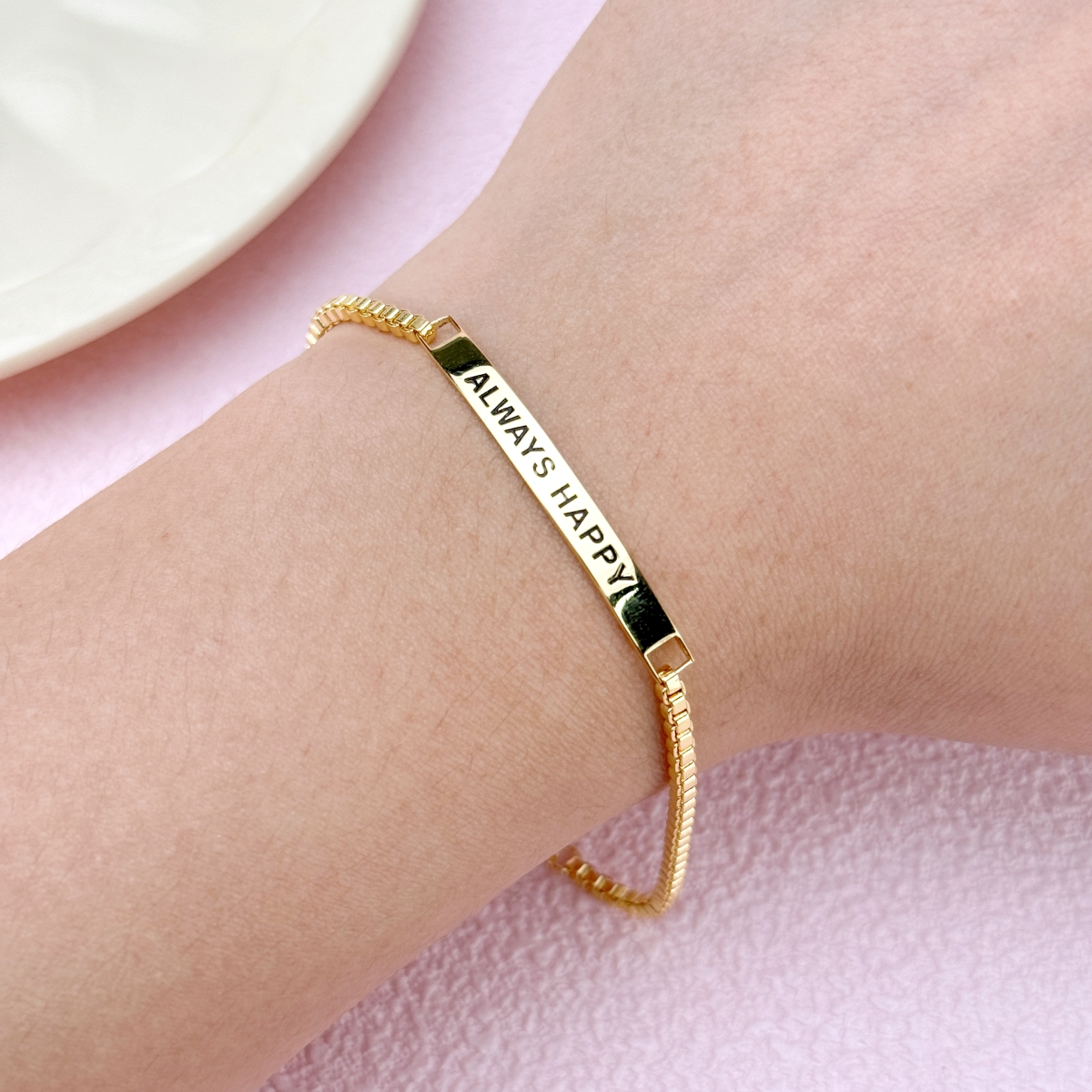 Engraved Bar Bracelet Gold Plated Personalized Name Bracelet