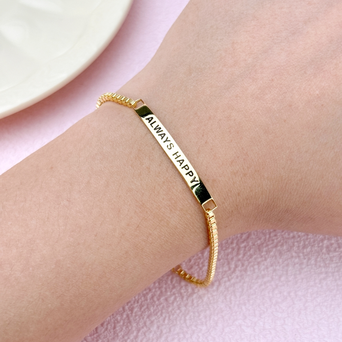 Engraved Bar Bracelet Gold Plated Personalized Name Bracelet