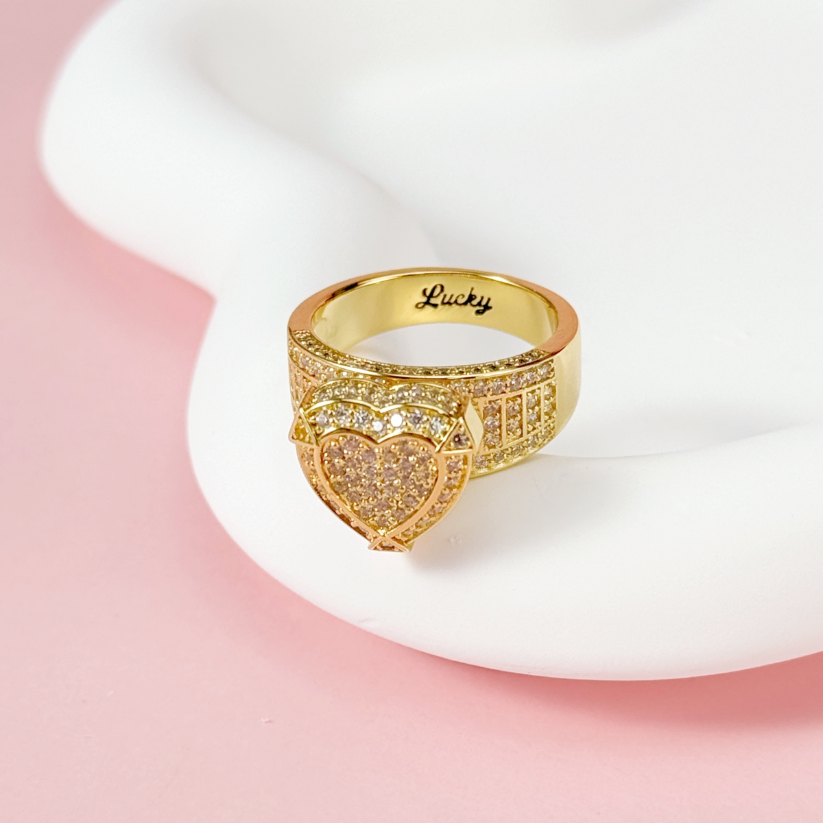 Heart Promise Ring Gold Plated Personalized Engraved Ring Love Ring