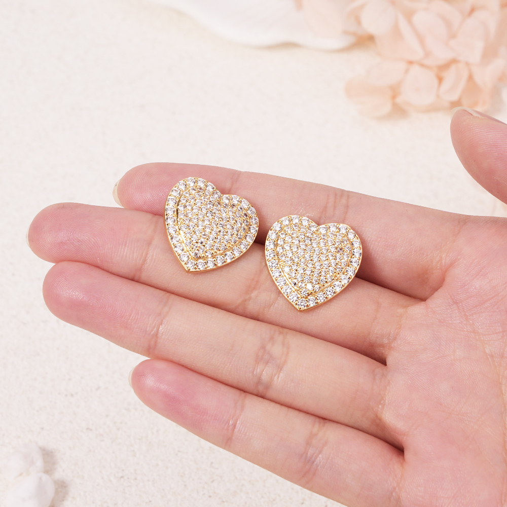 Heart Love Pendant Jewelry Set Zircon Necklace RX Ring and Stud Earrings