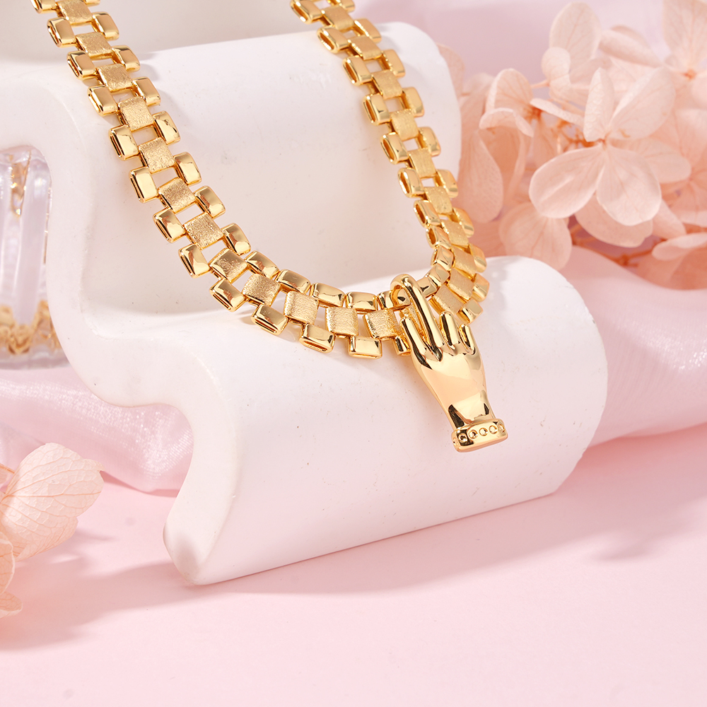 Middle Finger Pendant Presidential Chain Gold Plated Necklace