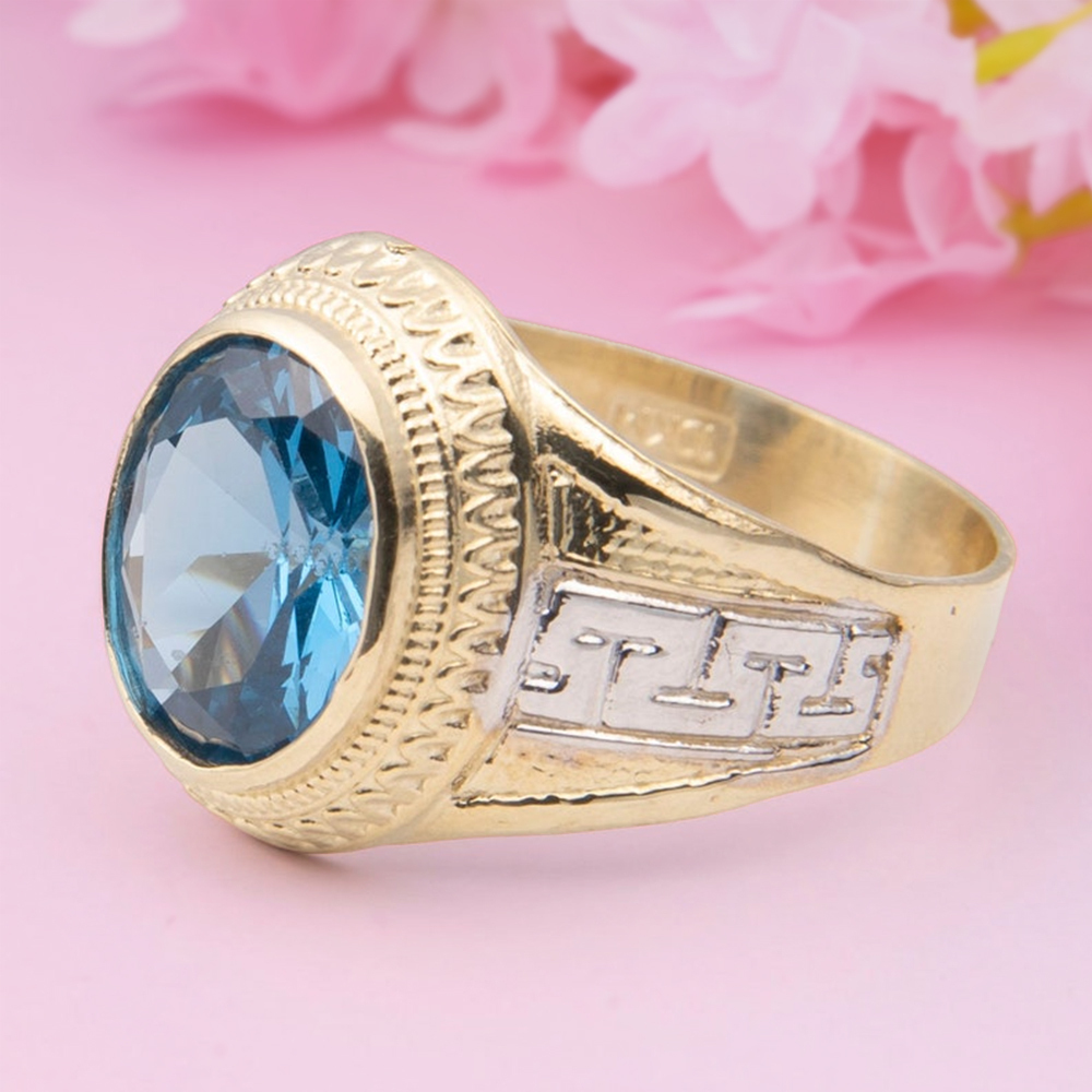 Round Birthstone Ring Custom Gold Plated Ring