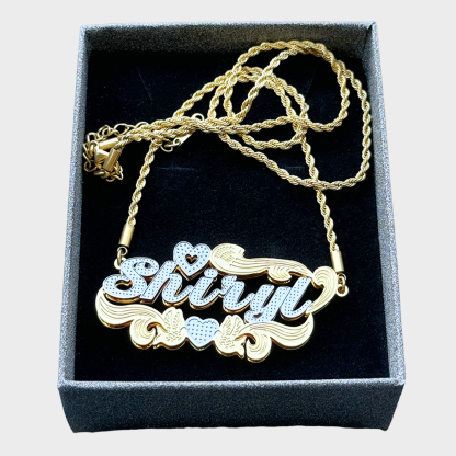 Personalized 3D Double Layer Heart Name Necklace