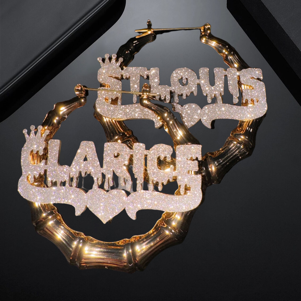 Bamboo Bling Name Earrings Custom Earrings