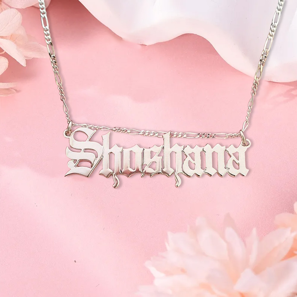 Old English Font Gold Plated Name Necklace
