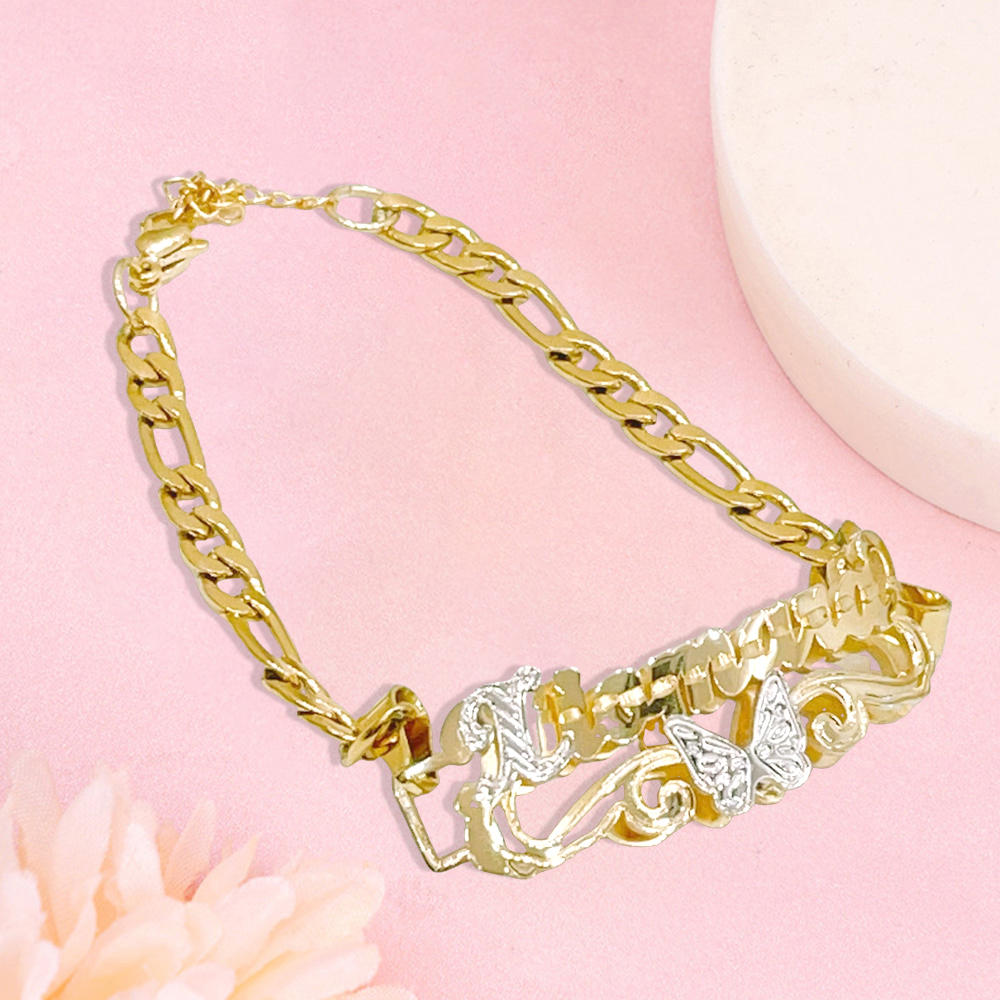 Custom Butterfly Double Plated Name Bracelet