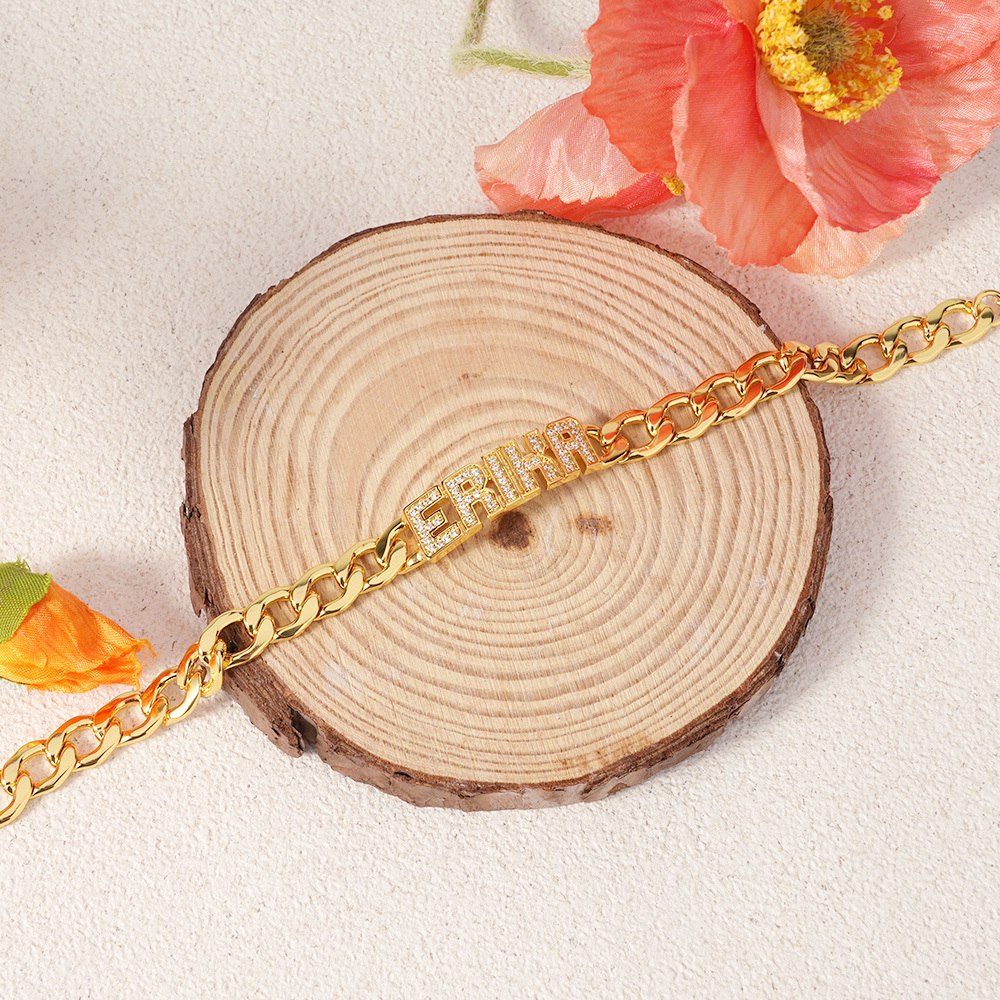 Thick Cuban Link Bracelet Gold Plated Personalized Name Bracelet