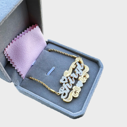 Personalized 3D Double Layer Heart Name Necklace