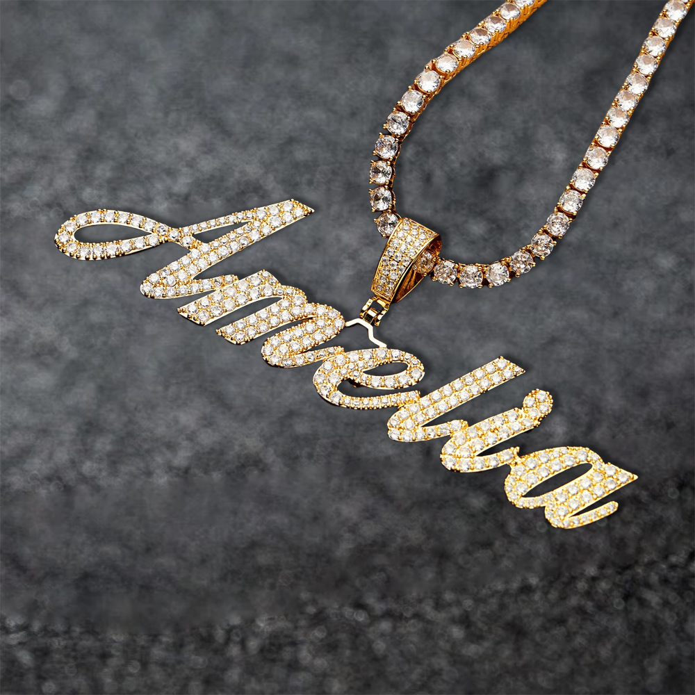 Custom Bling Letters Name Necklace Personalized Zircon Necklace