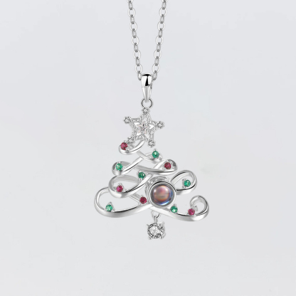Personalized Christmas Tree Pendant Photo Projection Necklace