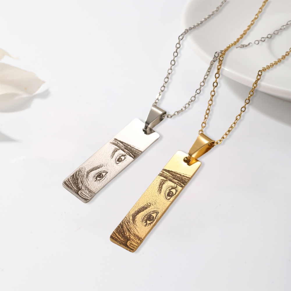 Personalized Engraved Eye Portrait Necklace
