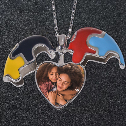 Personalized Heart Shaped Colorful Photo Necklace