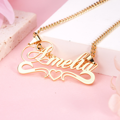 Heart Crown Necklace Personalized Custom Copper Silver Name Necklace
