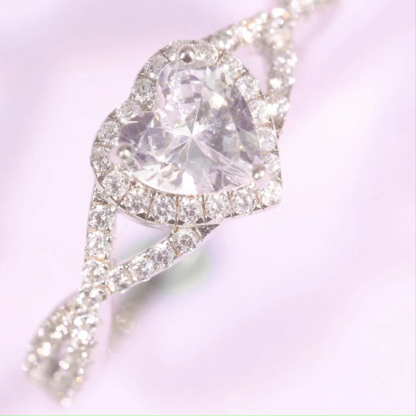 Heart Clear Promise Ring Personalized Custom Engraved Ring Valentine's Day Gift