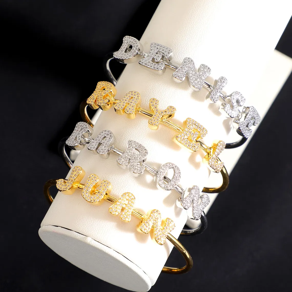 Bling Letter Personalized Gold Plated Name Anklet Cuff