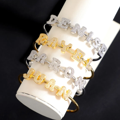 Bling Letter Personalized Gold Plated Name Anklet Cuff