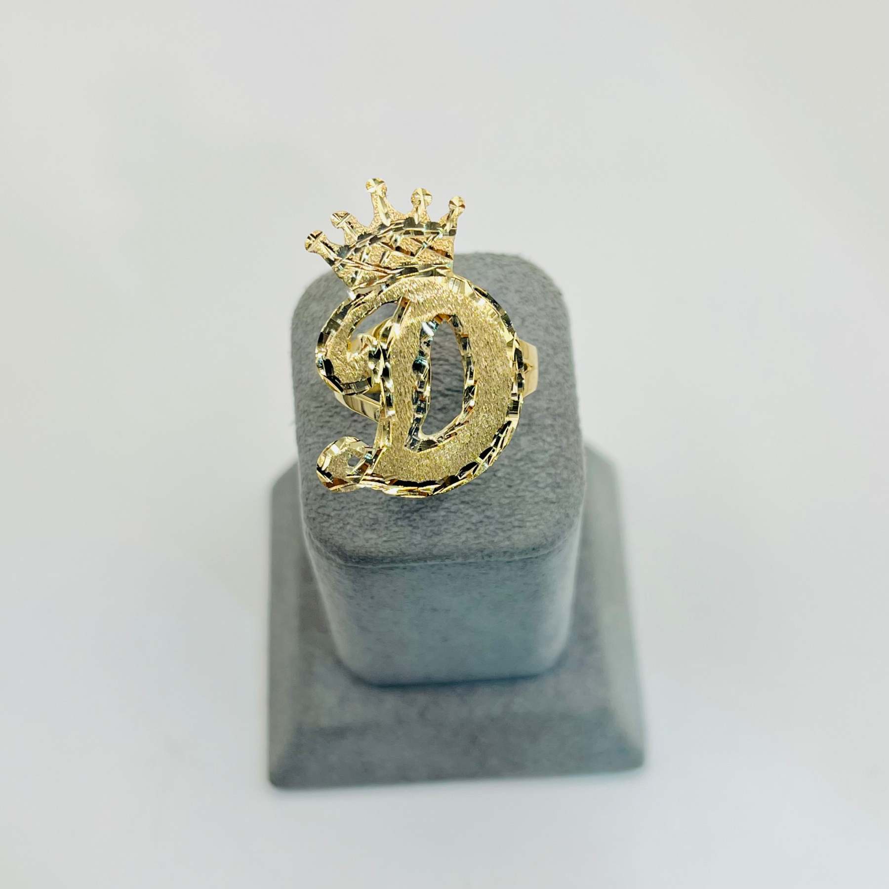 Gold Plated Custom Crown Initial Ring