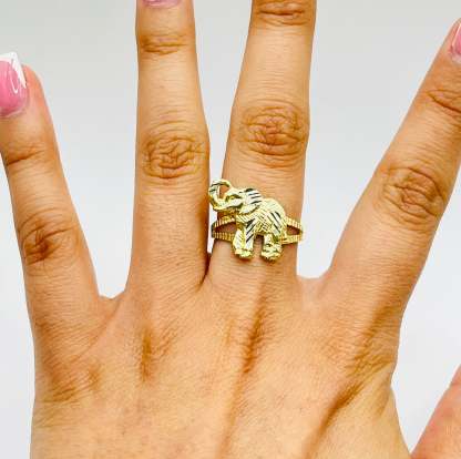 Gold Plated Elephant Nugget Ring