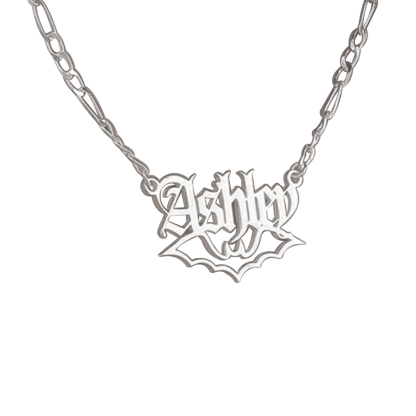 Figaro Chain Old English Name Necklace Custom Halloween Necklace