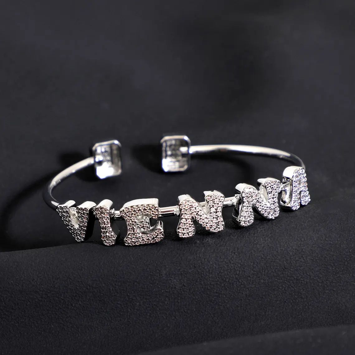 Bling Letter Personalized Gold Plated Name Anklet Cuff