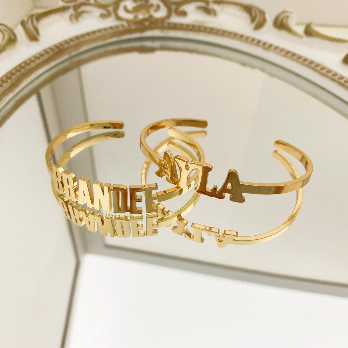 Gold Plated Custom Name Bangle Initials Bracelet