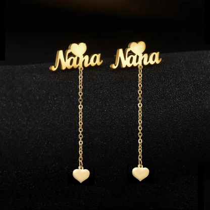 Personalized Heart Nameplate Stud Earrings Dangle Drop Earrings