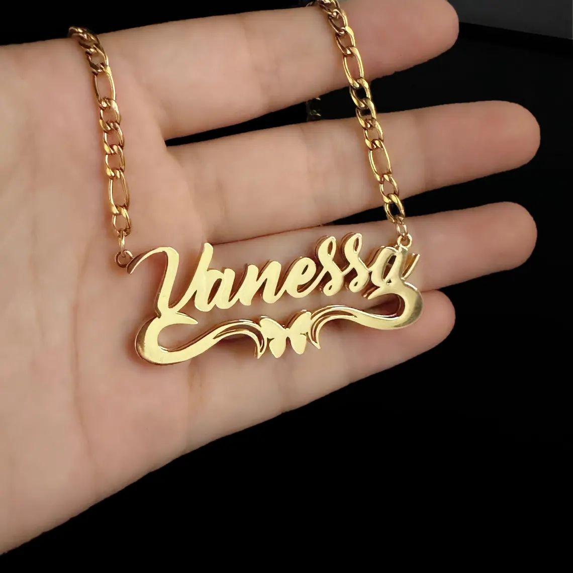 [Copy]Heart Birthstone Name Necklace and Teddy Bear Necklace Set