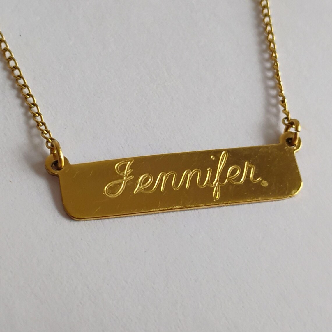 Personalized Engraving Bar Name Necklace Gold Plated