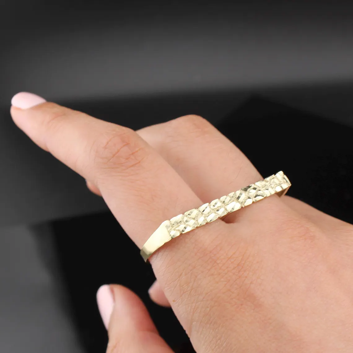 Nugget Style Vintage Two Finger Ring Gold Plated