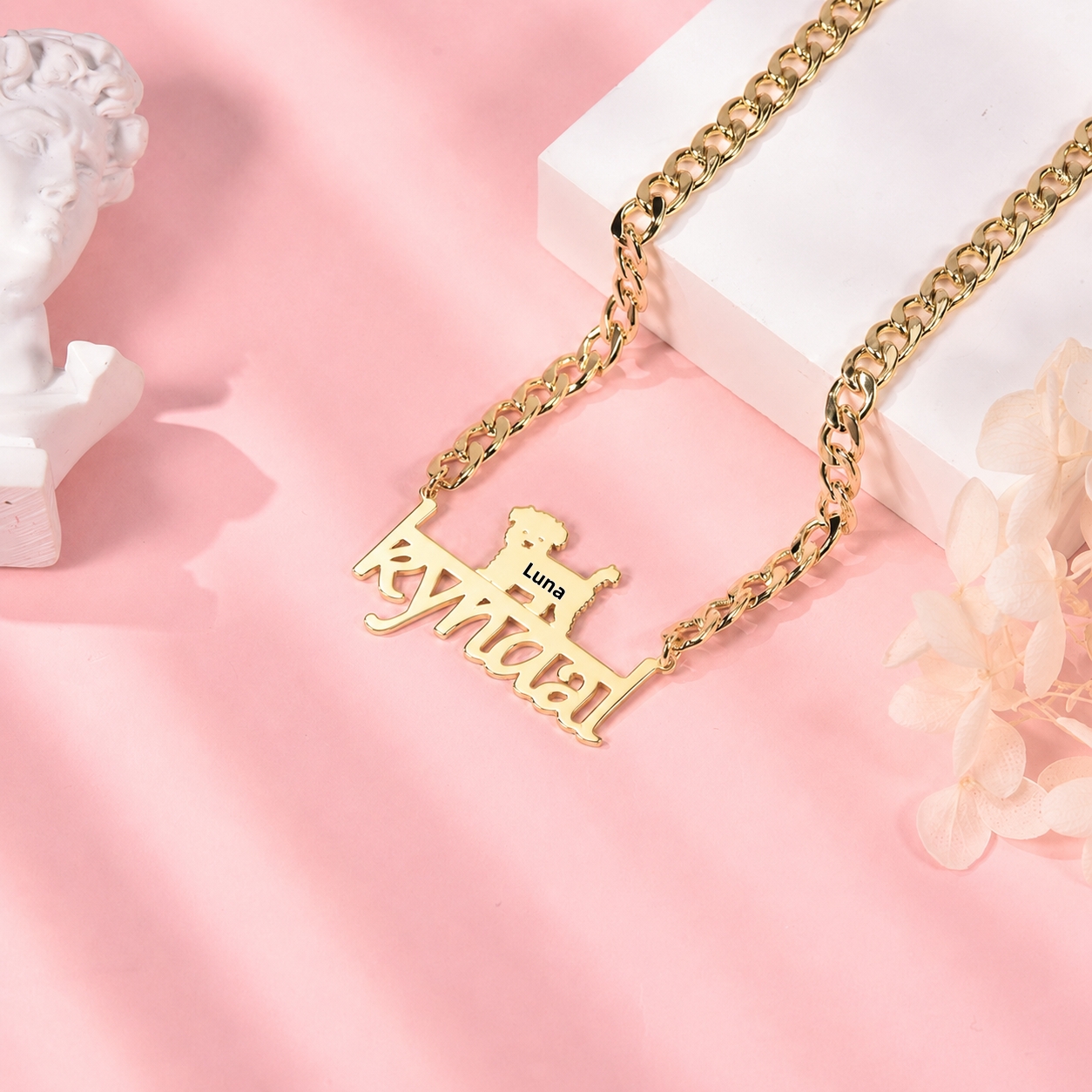 Gold Plated Name Necklace with Gog Engraved Name Necklace