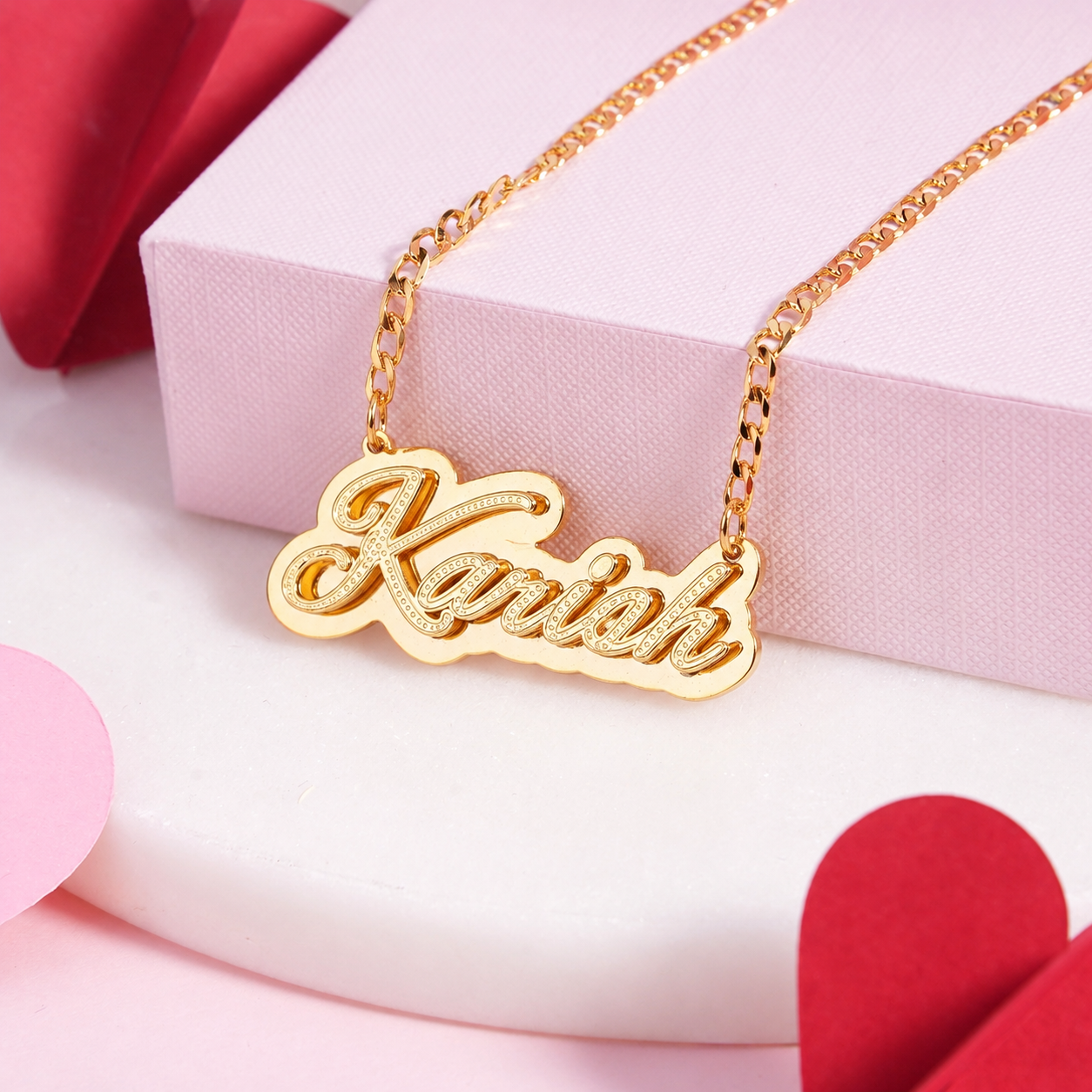 Double Plated Nameplate Necklace Gold Plated Personalized Custom Name Necklace