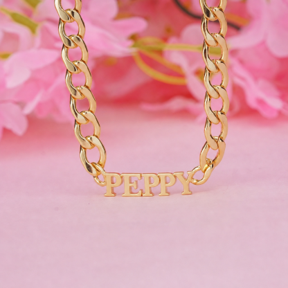 Gold Plated Personalized Name Necklace Choker Necklace with Cuban Chain