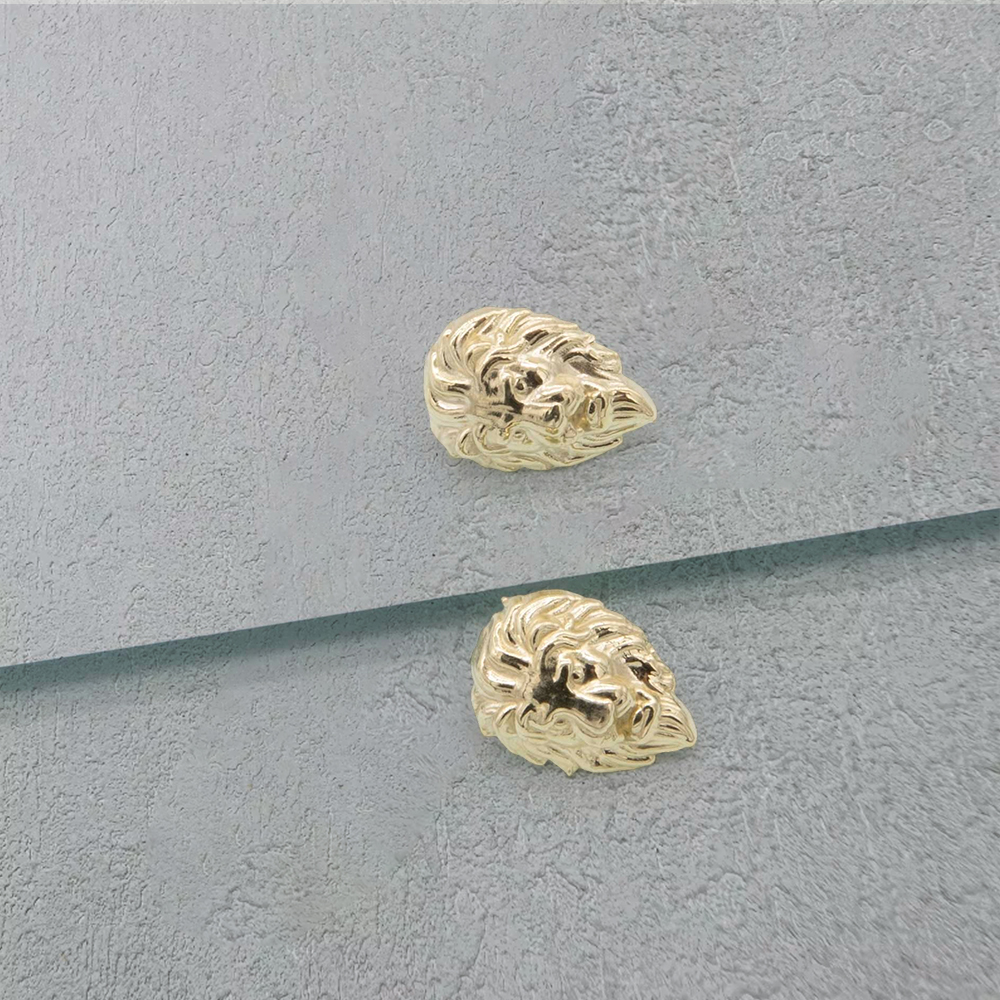 Lion Heart Stud Earrings Gold Plated Earrings