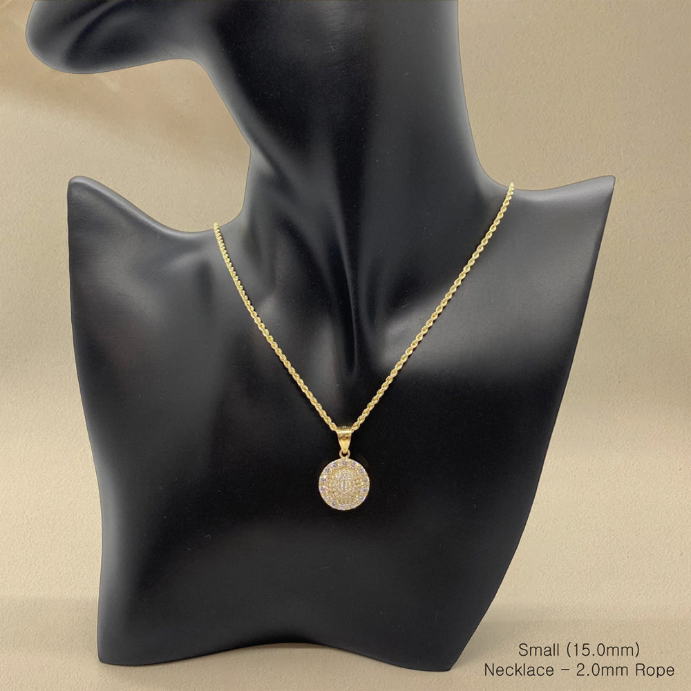 Circle Crystal Pendant Gold Plated Necklace