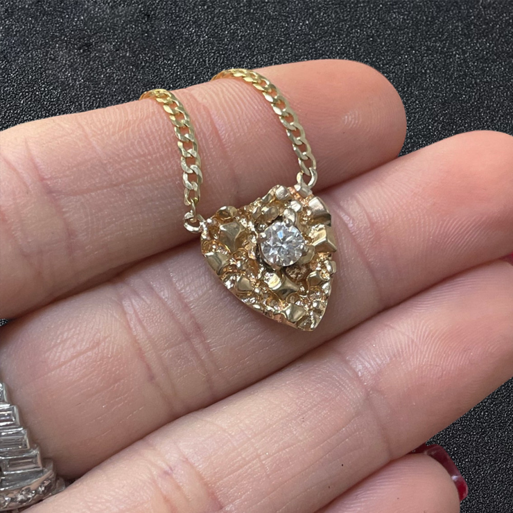 Nugget Style Gold Plated Heart Necklace With Birthstone