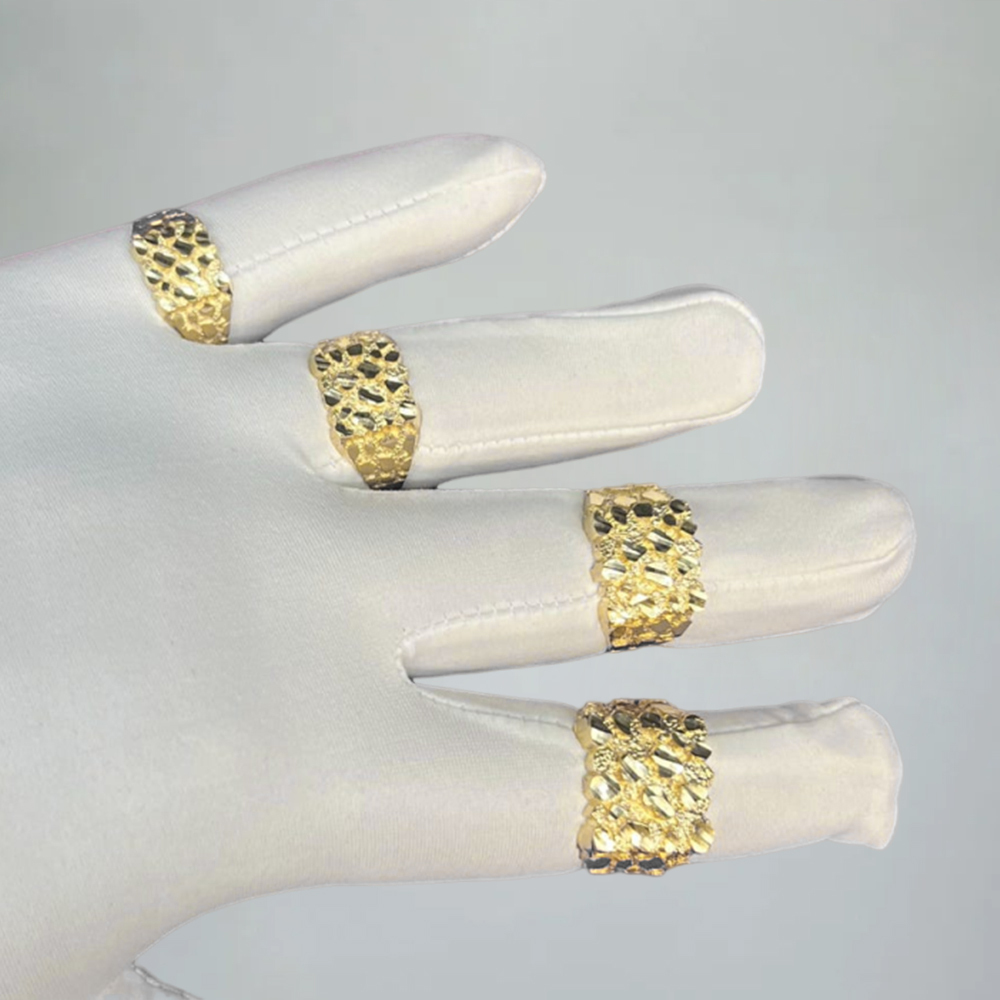 Square Nugget Ring Gold Plated Engraved Ring