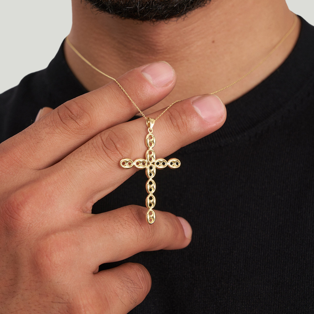 Puffed Mariner Anker Cross Pendant Christian Necklace