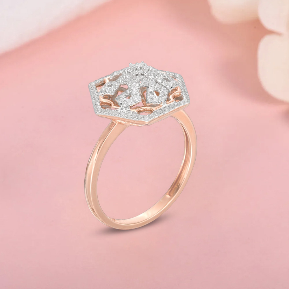 Diamond Hexagonal Snowflake Ring With Engraving