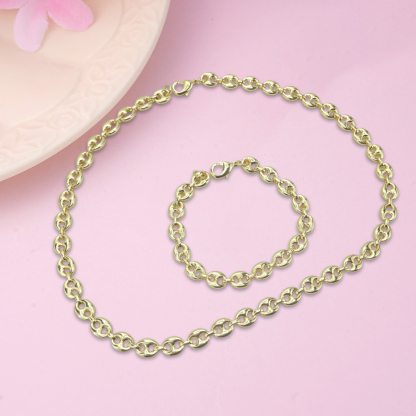 Mariner Anchor Link Chain Gold Plated Necklace Bracelet