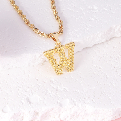 Personalized Custom Gold Plated Diamond Cut Capital Letter Pendant Initial Necklace