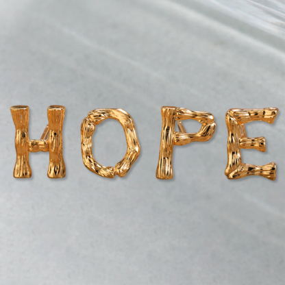 Bamboo Initial Letters Stud Earrings