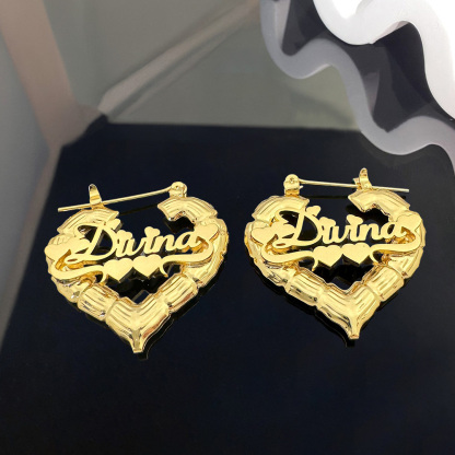 Personalized Hoop Earrings With Heart