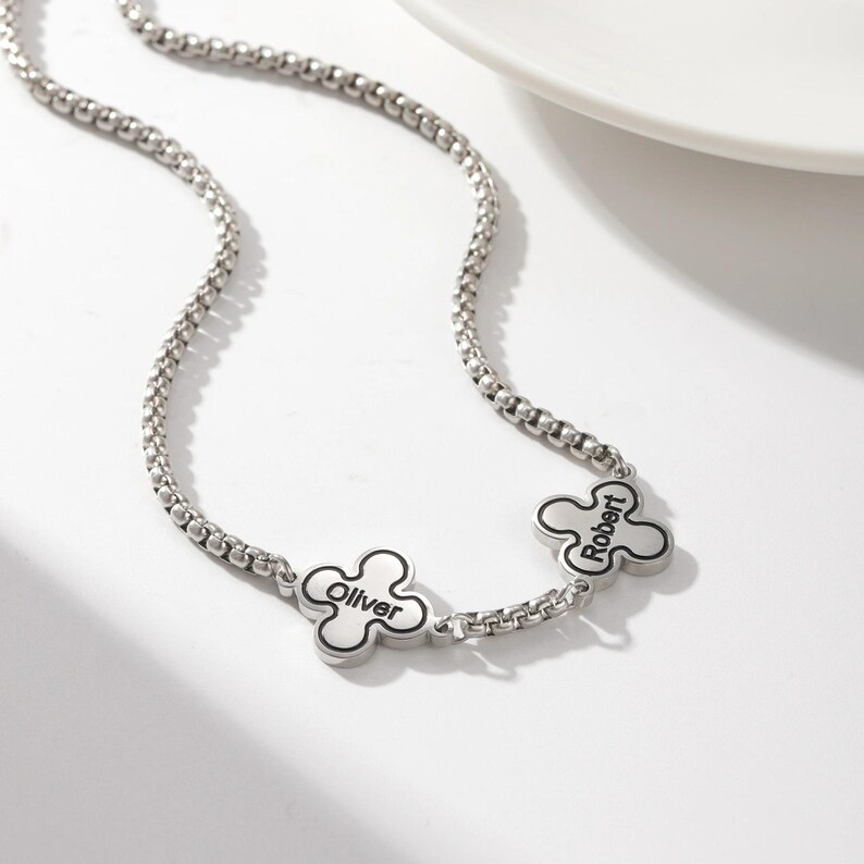 1-5 names Gold Plated Clover Pendant Personalized Name Necklace