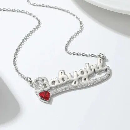 Gold Plated Birthstone Heart Name Necklace