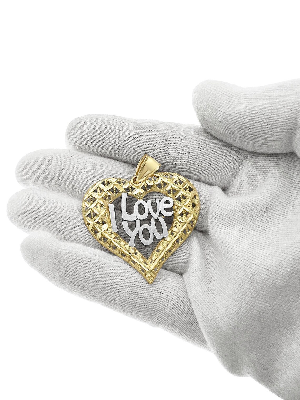 Gold Plated Heart Shape "I Love You" Pendant Necklace
