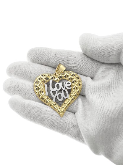 Gold Plated Heart Shape "I Love You" Pendant Necklace